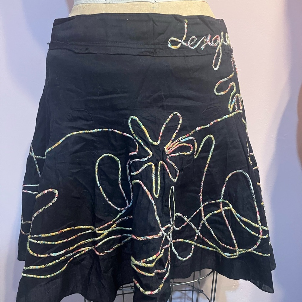 Black Embroidered Skirt by Desigual